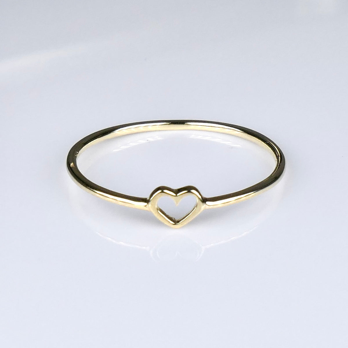 14K Yellow Gold Open Heart Cut Out Stackable Ring