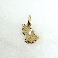 10K Yellow Gold Praying Hands Religious Pendant