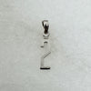 10K White Gold Number 2 Block Pendant