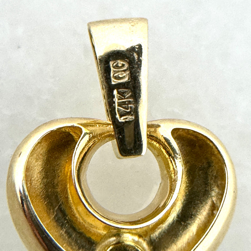 14K Yellow Gold 15mm CZ Puffed Heart Pendant