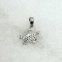 10K White Gold 5/8" Textured Turtle Pendant