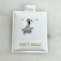 10K White Gold 5/8" Textured Turtle Pendant