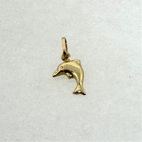 14K Yellow Gold Small 15mn Puffed Dolphin Charm
