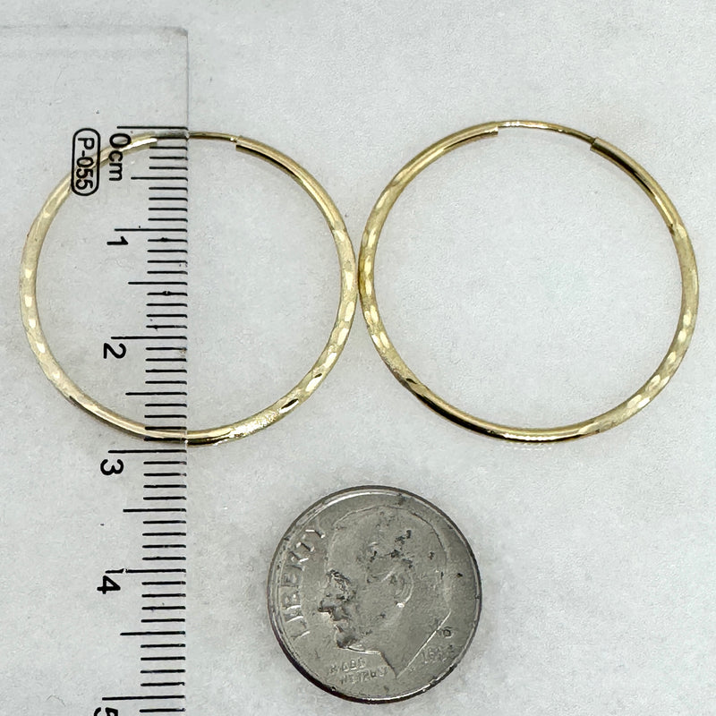 10K Yellow Gold 25mm Diamond Cut Hoop Earrings