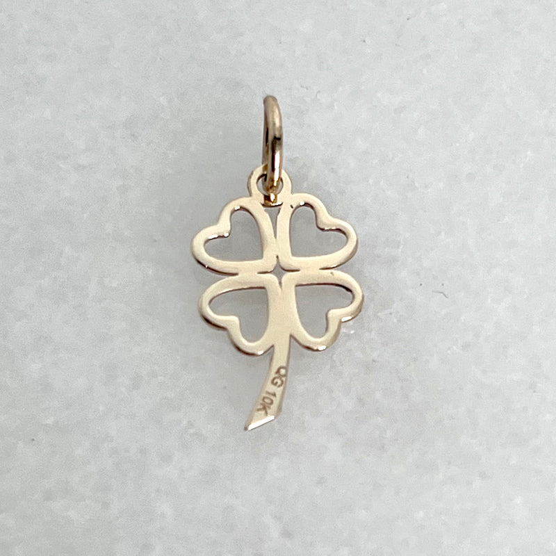 10k Yellow Gold 3/4" Four Leaf Clover Pendant