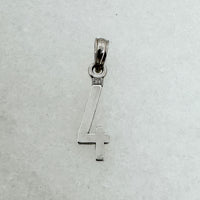 10K White Gold Number 4 Block Pendant