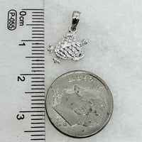10K White Gold 5/8" Textured Turtle Pendant