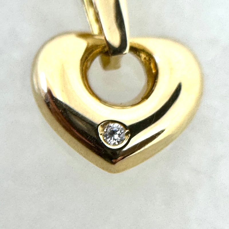 14K Yellow Gold 15mm CZ Puffed Heart Pendant