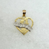 10K Yellow Gold #1 Wife Pendant Heart Pendant
