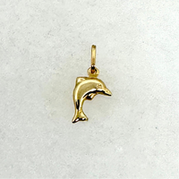 14K Yellow Gold Small 15mn Puffed Dolphin Charm