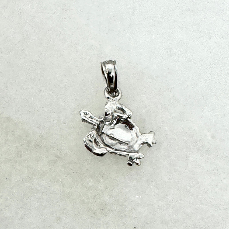 10K White Gold 5/8" Textured Turtle Pendant