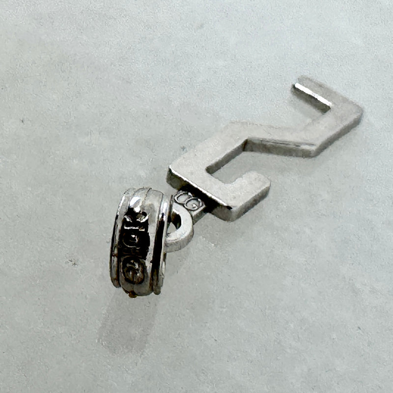 10K White Gold Number 2 Block Pendant