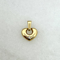 14K Yellow Gold 15mm CZ Puffed Heart Pendant