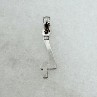 10K White Gold Number 4 Block Pendant