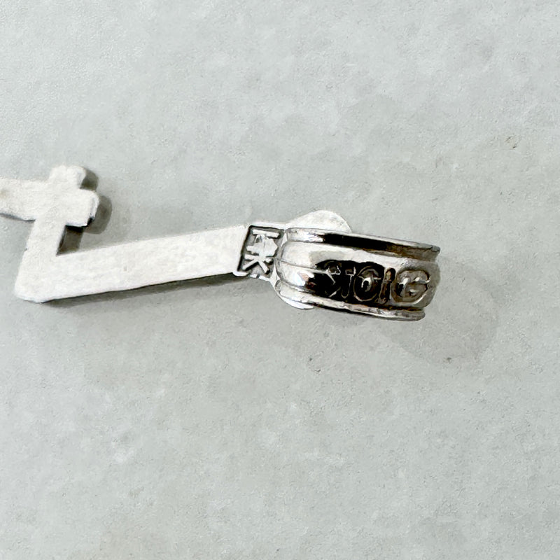 10K White Gold Number 4 Block Pendant