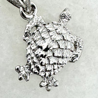 10K White Gold 5/8" Textured Turtle Pendant