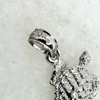 10K White Gold 5/8" Textured Turtle Pendant