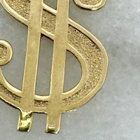 10k Gold Polished and Textured Dollar Sign Pendant