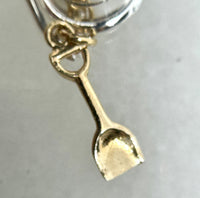 Sterling Silver Polished 3D Moveable Bucket with 14k Shovel Pendant