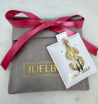 10k Gold Polished and Textured Dollar Sign Pendant