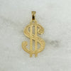 10k Gold Polished and Textured Dollar Sign Pendant