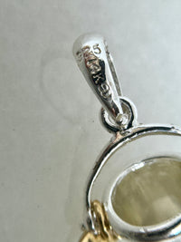 Sterling Silver Polished 3D Moveable Bucket with 14k Shovel Pendant