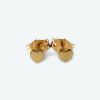 14K Yellow Gold 3mm Tiny Flat Heart Earrings