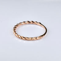 14K Rose Gold 1.3mm Rope Stackable Band Ring