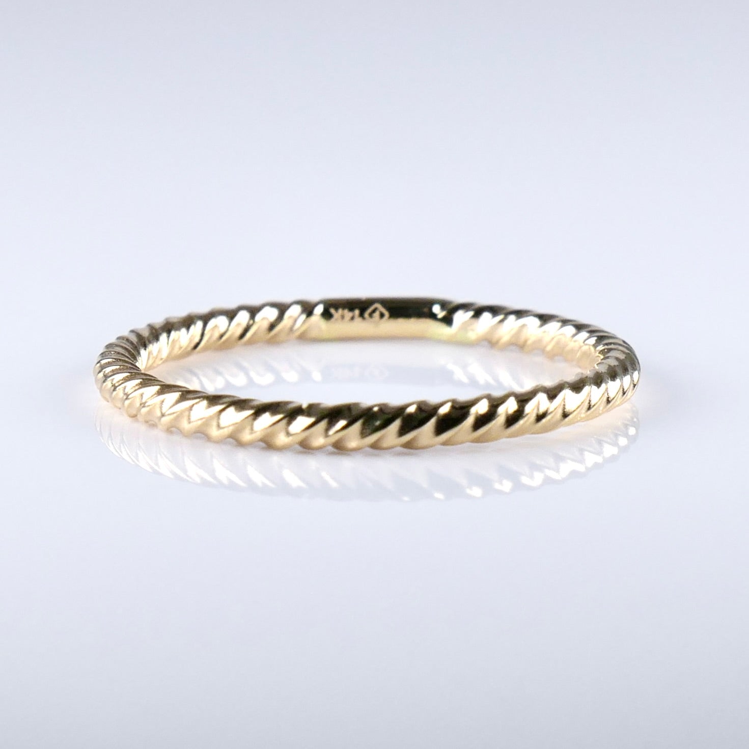 14K Yellow Gold 1.8mm Twisted Cable Stackable Band Ring