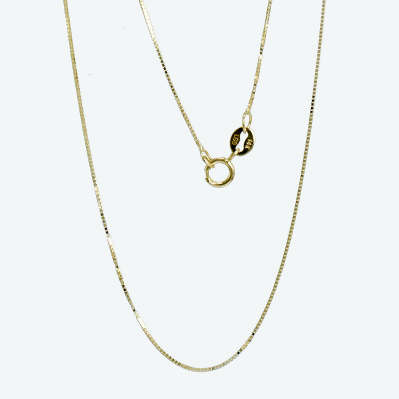 14K Yellow Gold 18" Box Link Chain Necklace