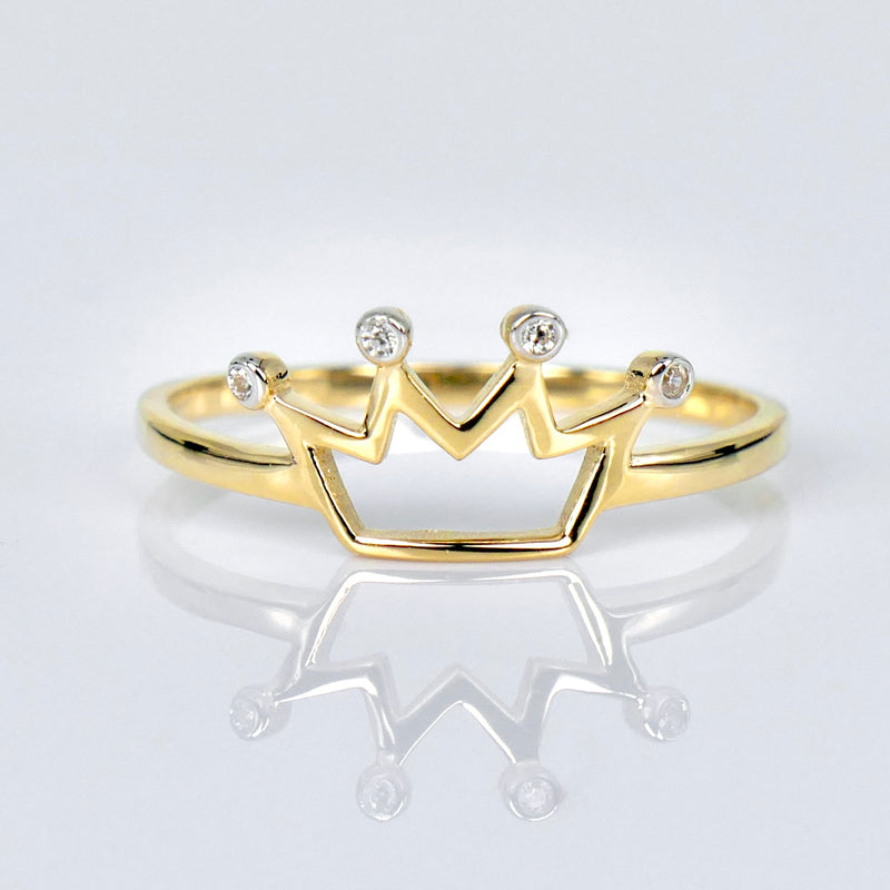 14K Yellow Gold Cubic Zirconia Crown Ring