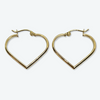 14K Yellow Gold 7/8” Heart Hoop Earrings