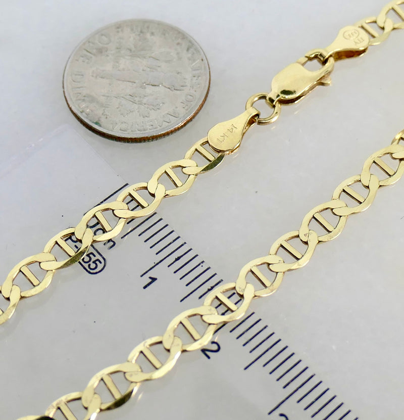 14K Yellow Gold 7.5” 4mm Mariner Link Bracelet