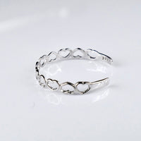 14K White Gold Open Hearts Adjustable Toe Ring