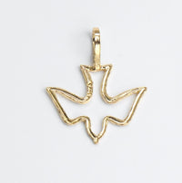 14K Yellow Gold 3/4" Dove Bird Pendant