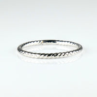 14K White Gold 1.8mm Twisted Cable Stackable Band Ring