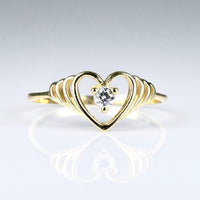 10K Yellow Gold Cubic Zirconia Heart Ring