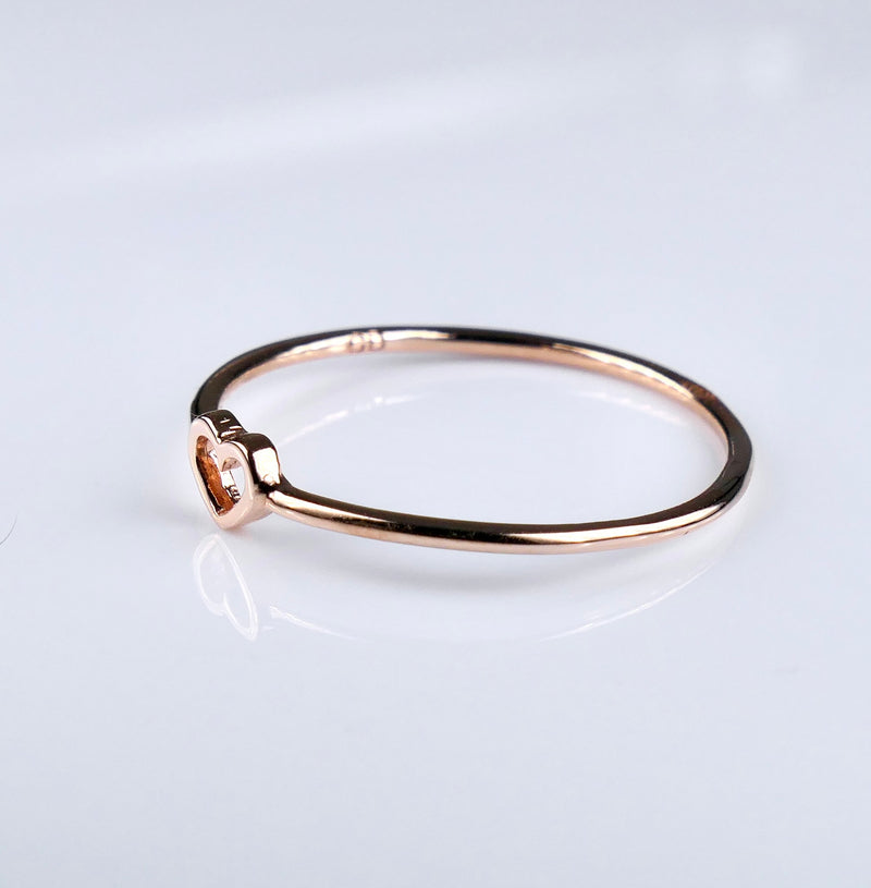 14K Rose Gold Open Heart Cut Out Ring