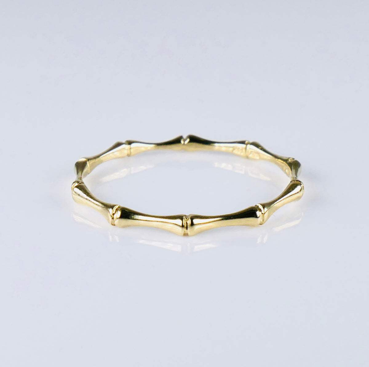14K Yellow Gold 1.8mm Bamboo Stackable Band Ring
