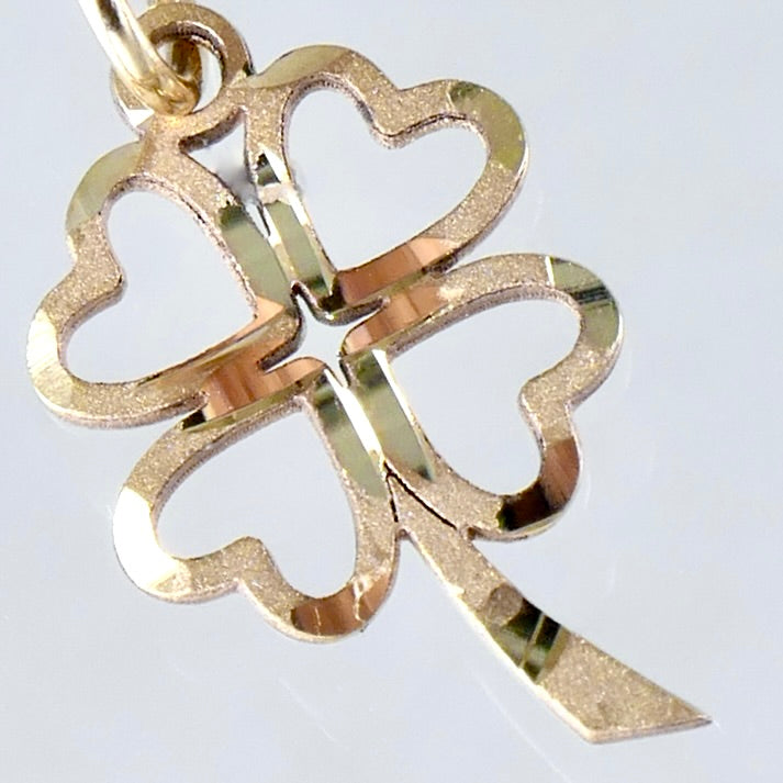 10k Yellow Gold 3/4" Four Leaf Clover Pendant