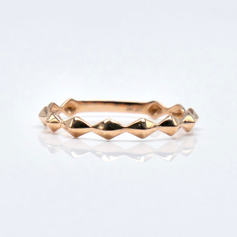 14K Rose Gold 2.5mm Diamond Shaped Geometric Stackable Band