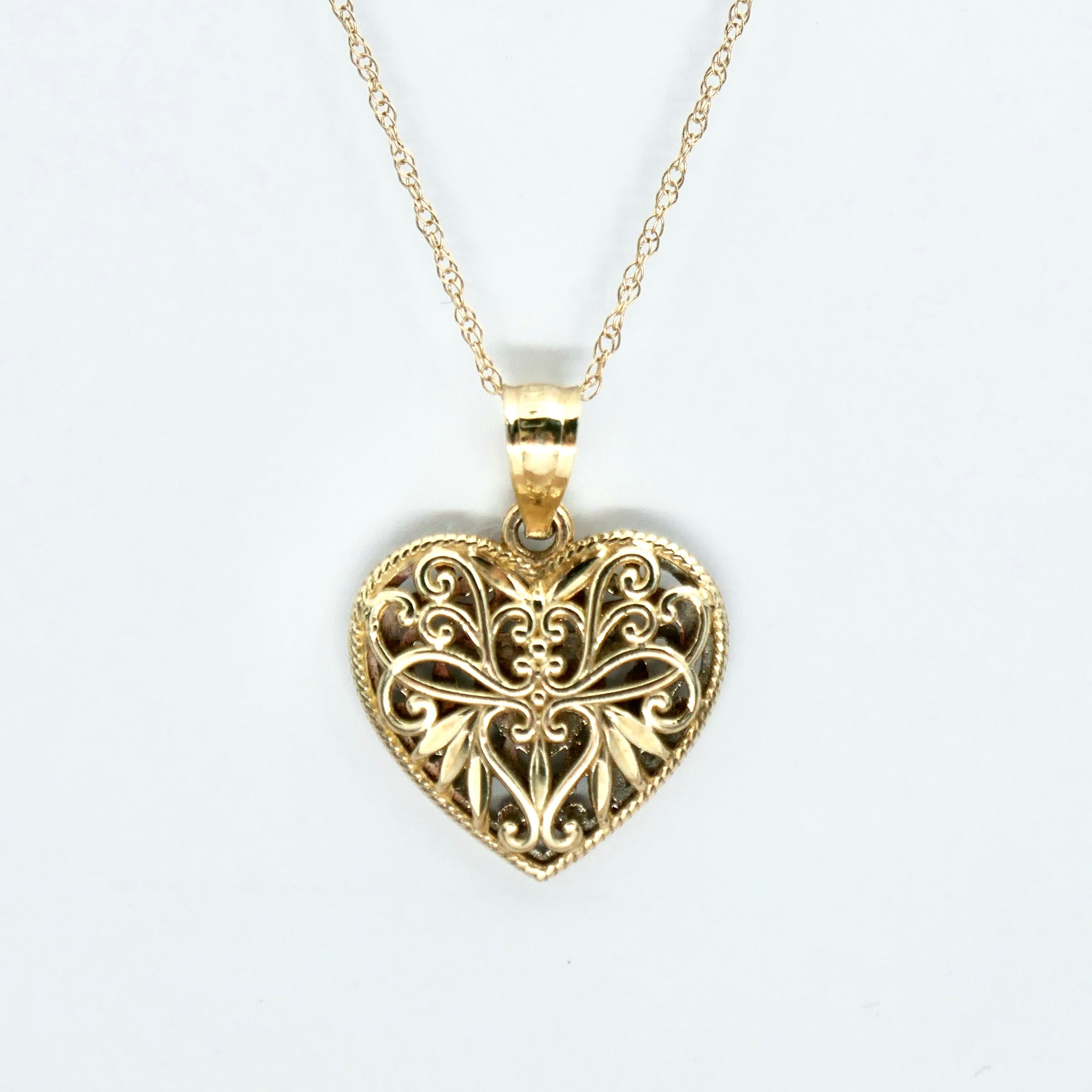 10K Yellow and White Gold Reversible Pendant w/ 10K Chain