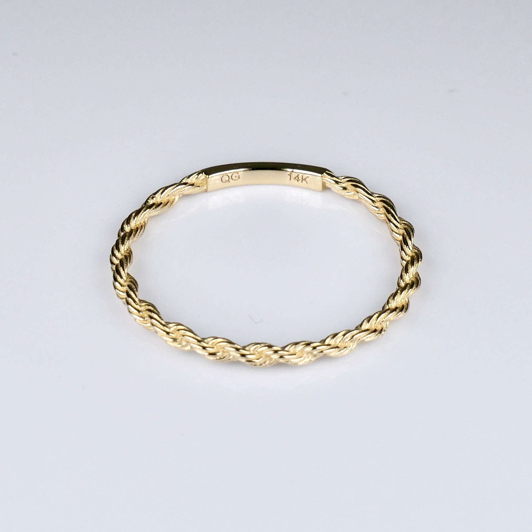 14K Yellow Gold Polished Rope Stackable Band