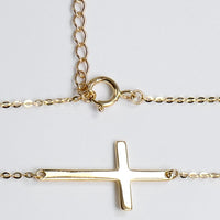 14K Yellow Gold 7-8" Adjustable Cross Bracelet