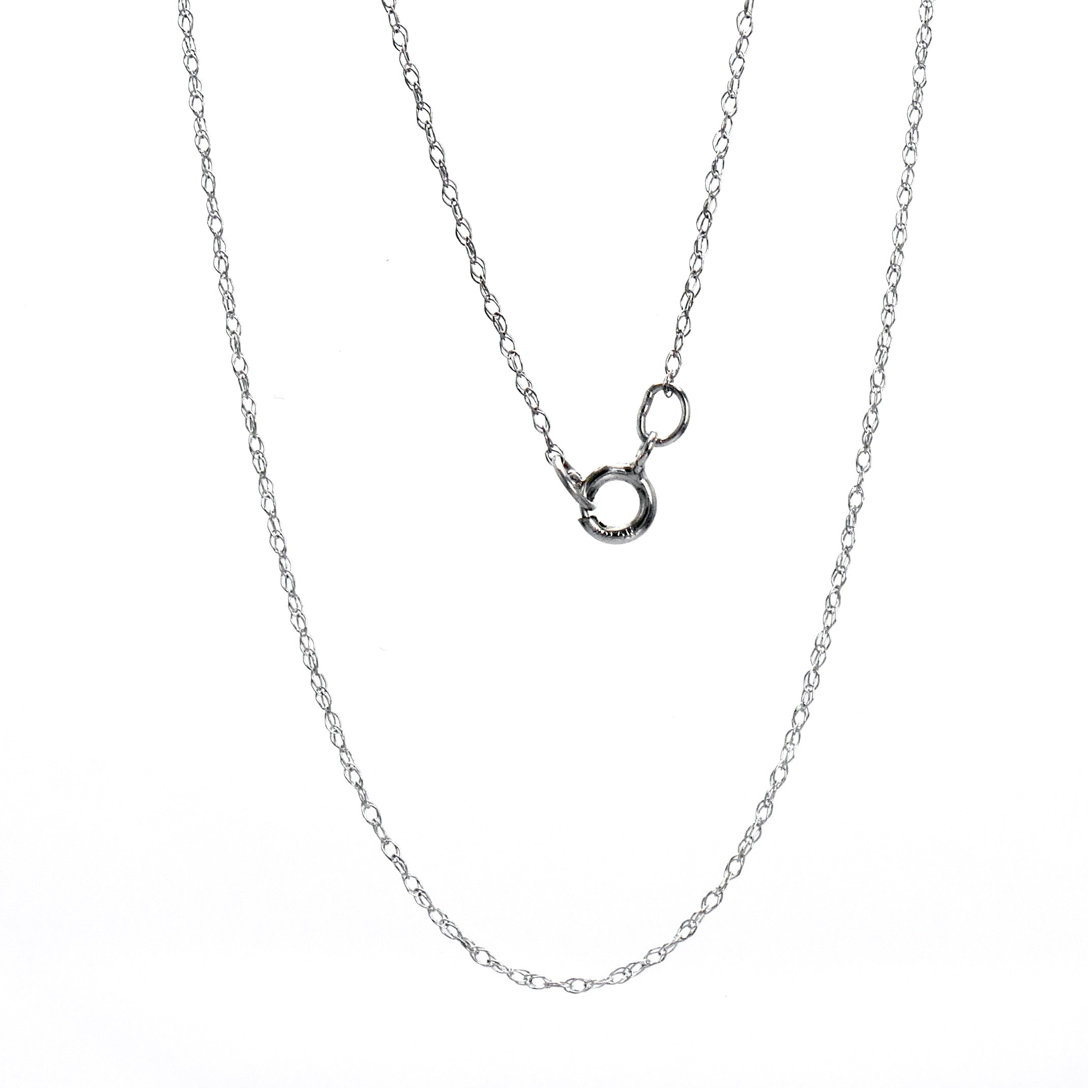 10K White Gold 18" Light Rope Chain Necklace