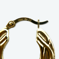 10K Yellow Gold 3/4" Patterned Hollow Hoop Earrings