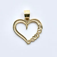 14K Yellow Gold 3/4" XOXO Heart Pendant