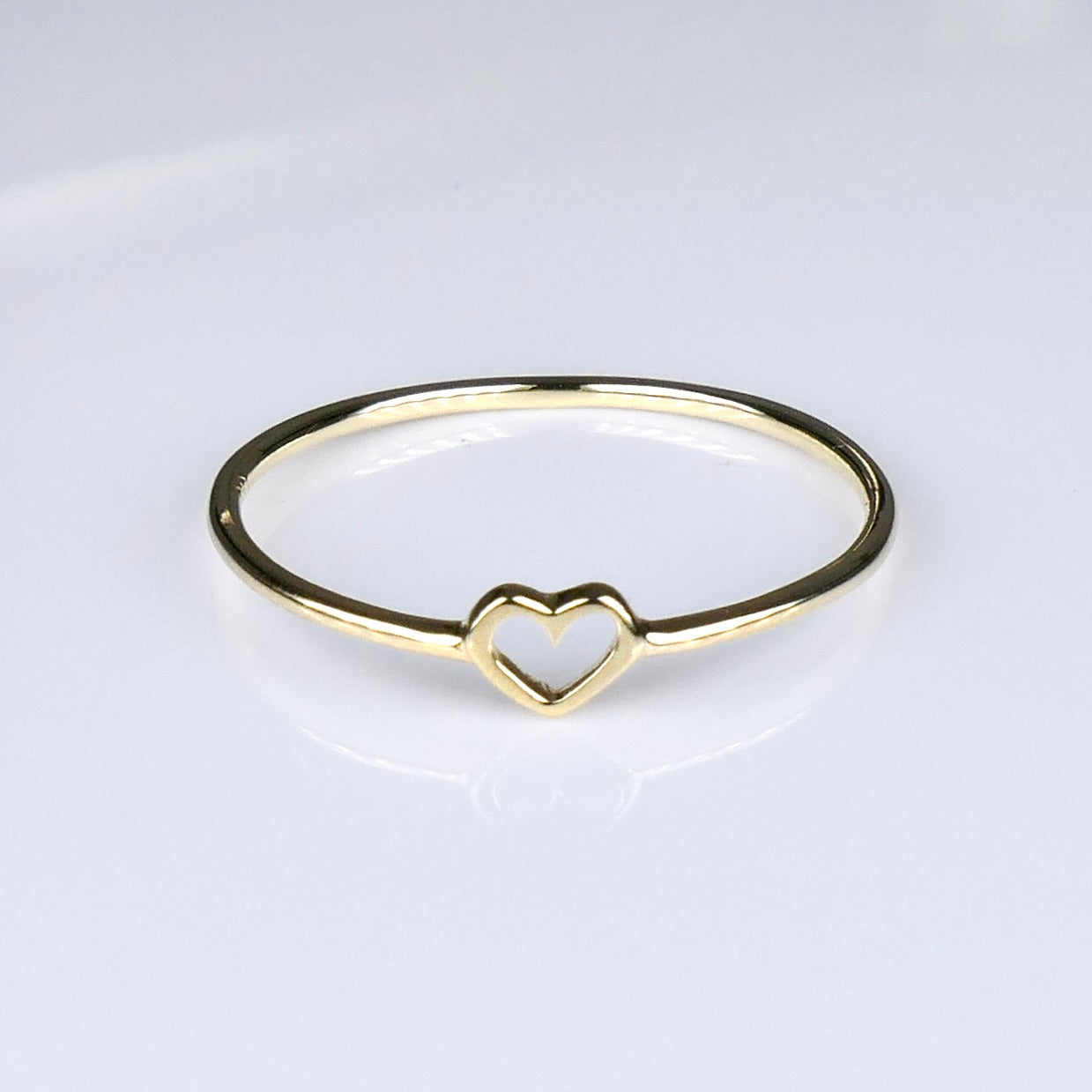 14K Yellow Gold Open Heart Cut Out Stackable Ring