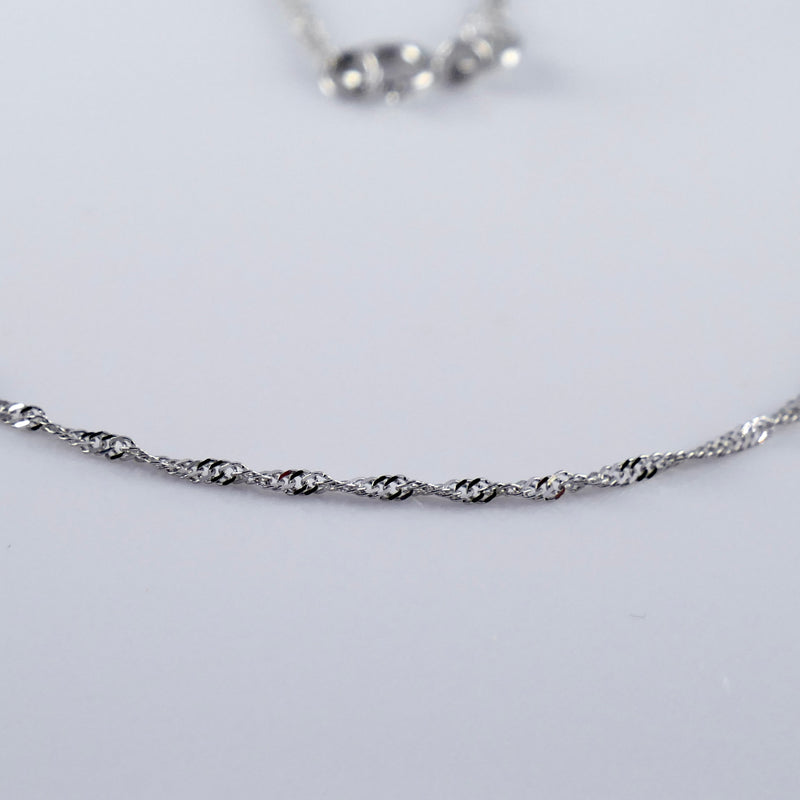 14K White Gold 18” Singapore Chain Necklace