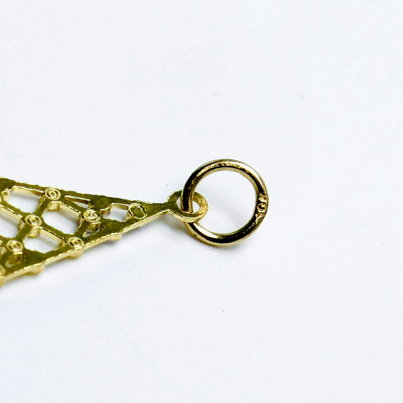 10K Yellow Gold 1" Diamond Shaped Lattice Pendant